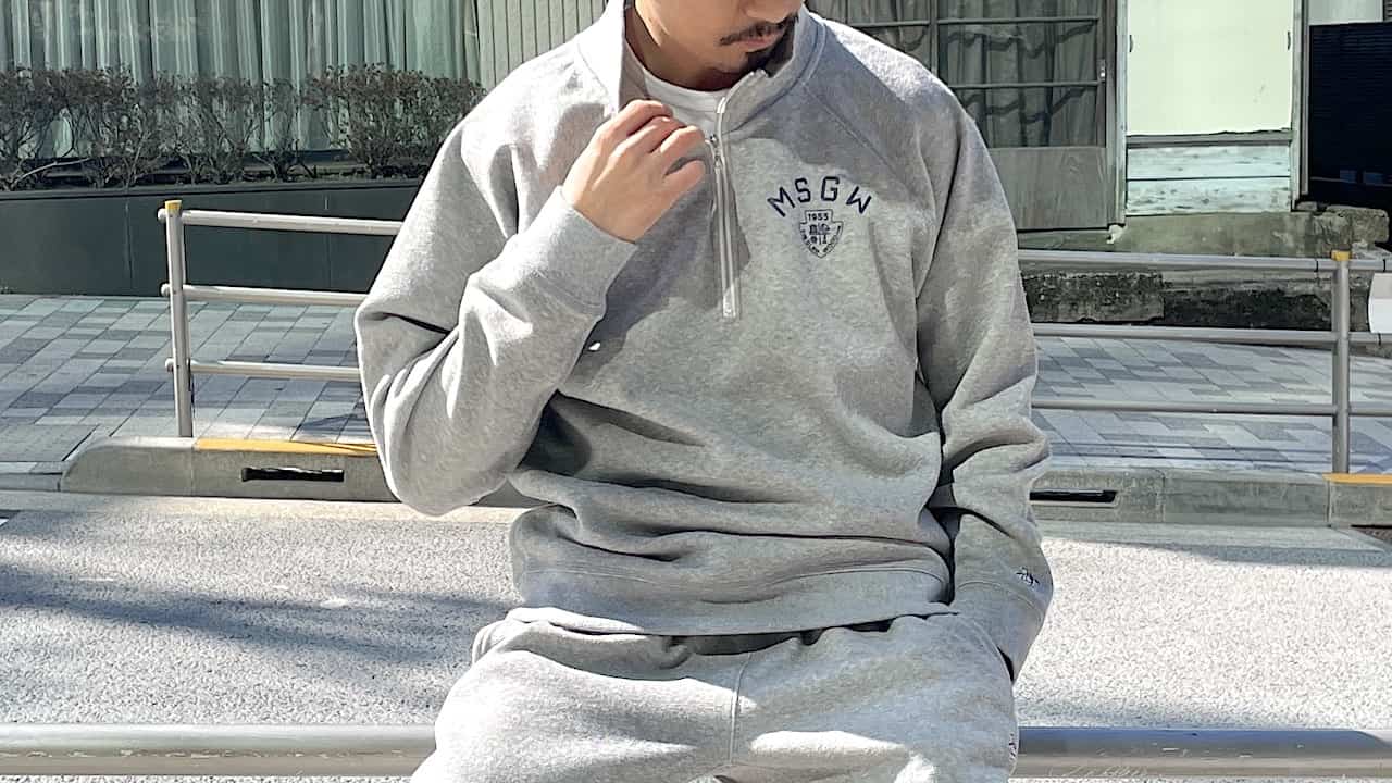 美品　Gajessハーフジップ スウェット セットアップ ハーフ ジップ フード スウェット トップス ( セットアップ 可)