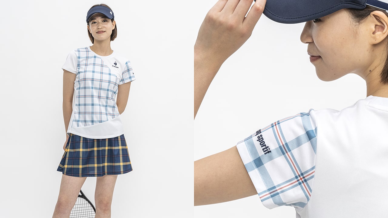 le coq sportif - 【美品】ルコックスポルティフ　テニス　セットアップ　上下　チェック柄　L 美品】ルコックスポルティフ テニス セットアップ 上下 チェック柄 L